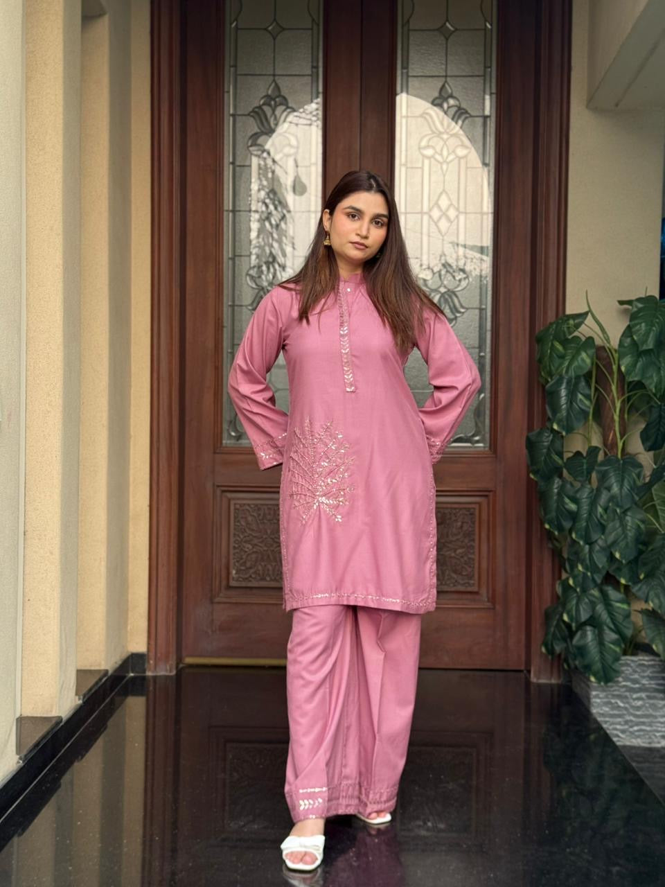 Blush Palm (2 pcs Stitched Embellished)