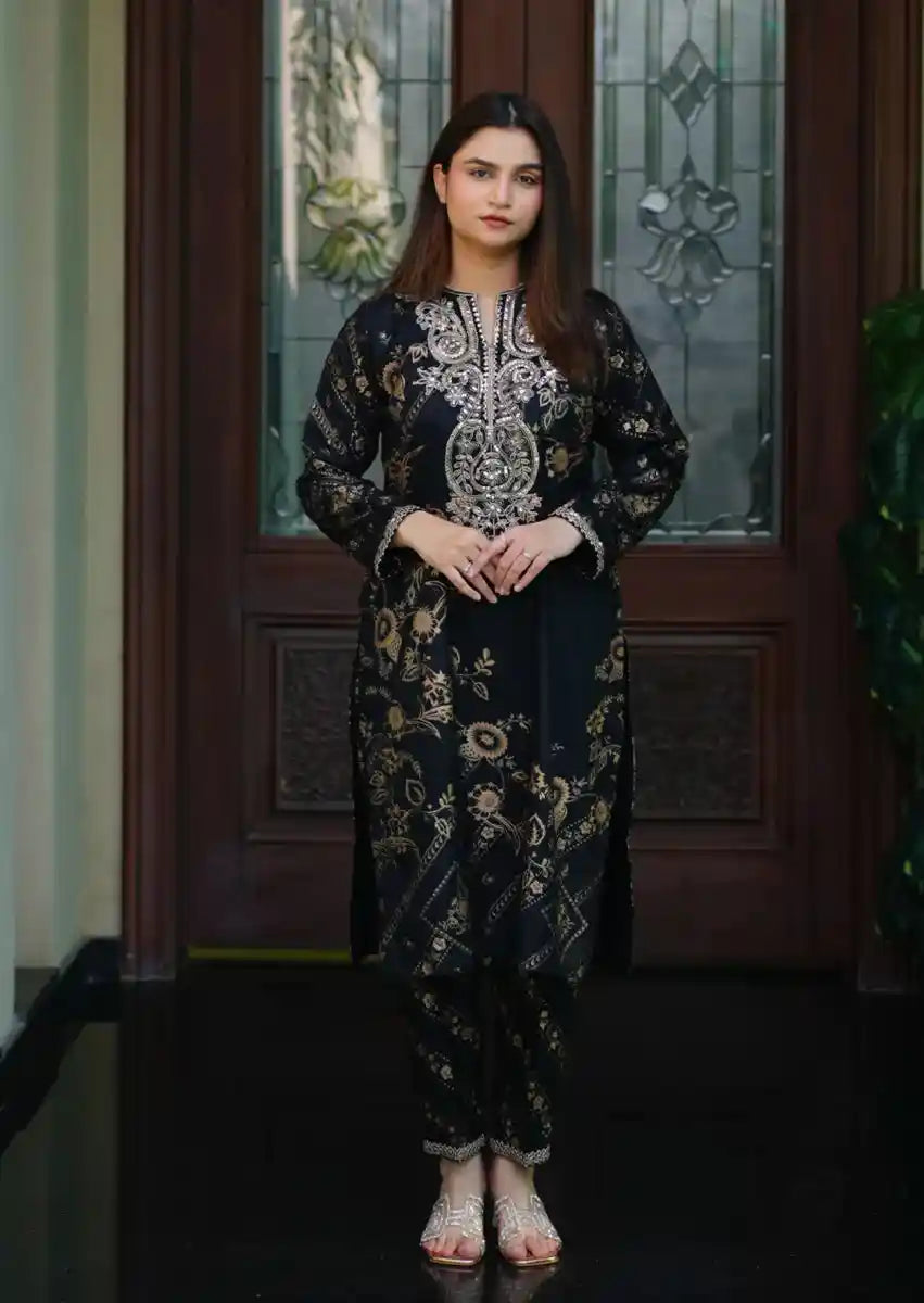 Black Tale 2pc Stitched embroidered