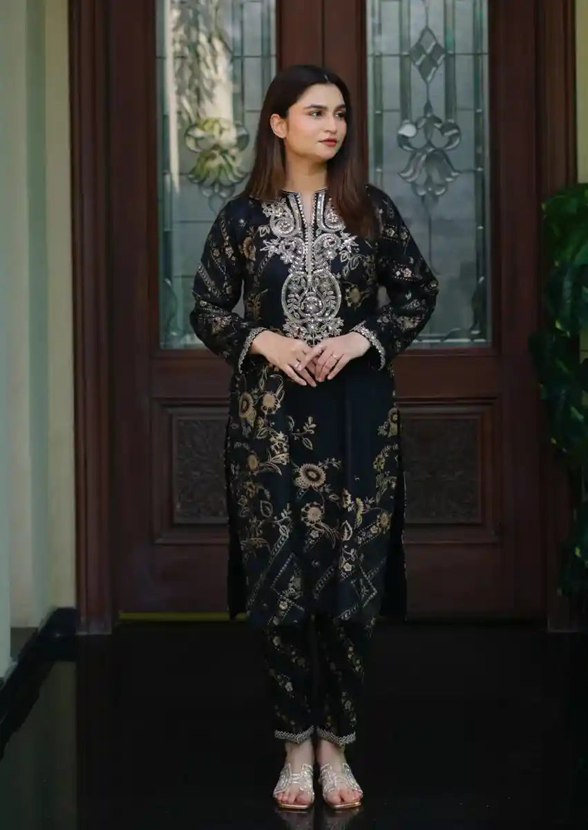 Black Tale 2pc Stitched embroidered