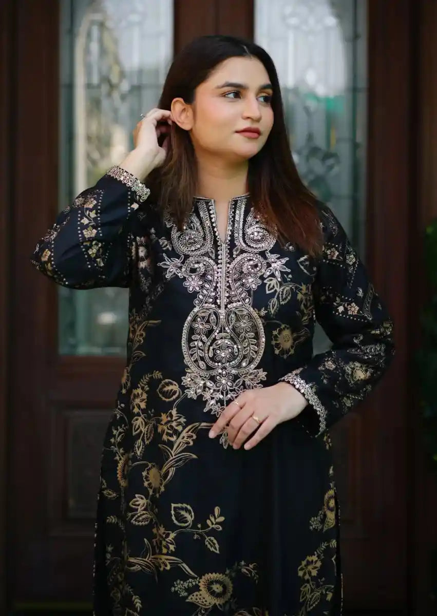 Black Tale 2pc Stitched embroidered