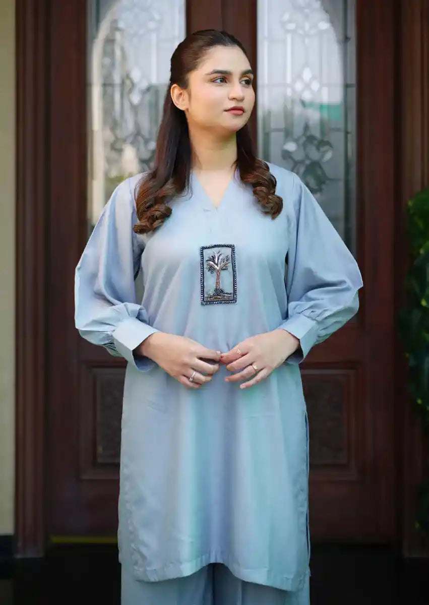 Grey Mist 2pc Stitched embroidered