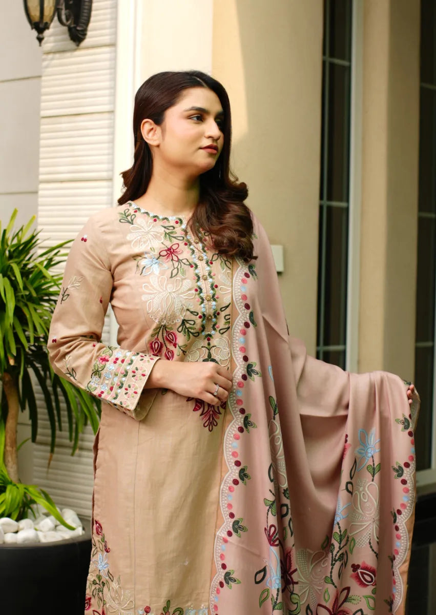 Golden Aura 3pc Stitched embroidered