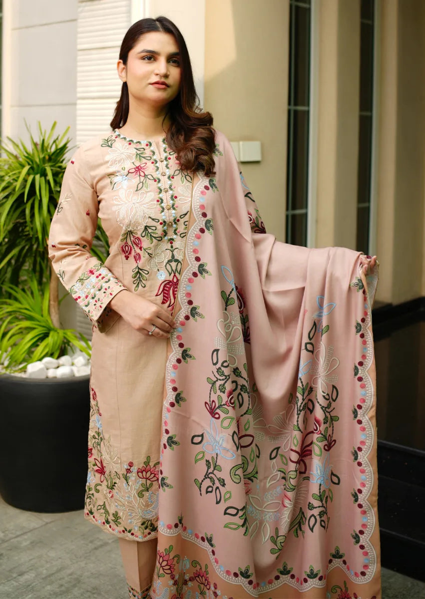 Golden Aura 3pc Stitched embroidered