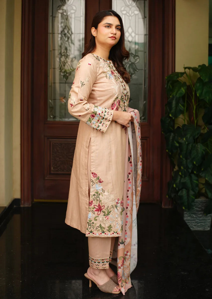 Golden Aura 3pc Stitched embroidered