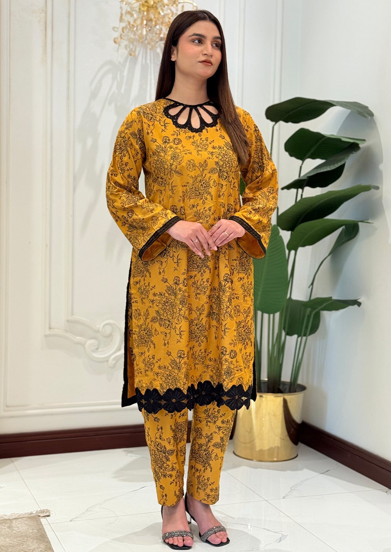Marigold Motif Stitched 2pc embroidered