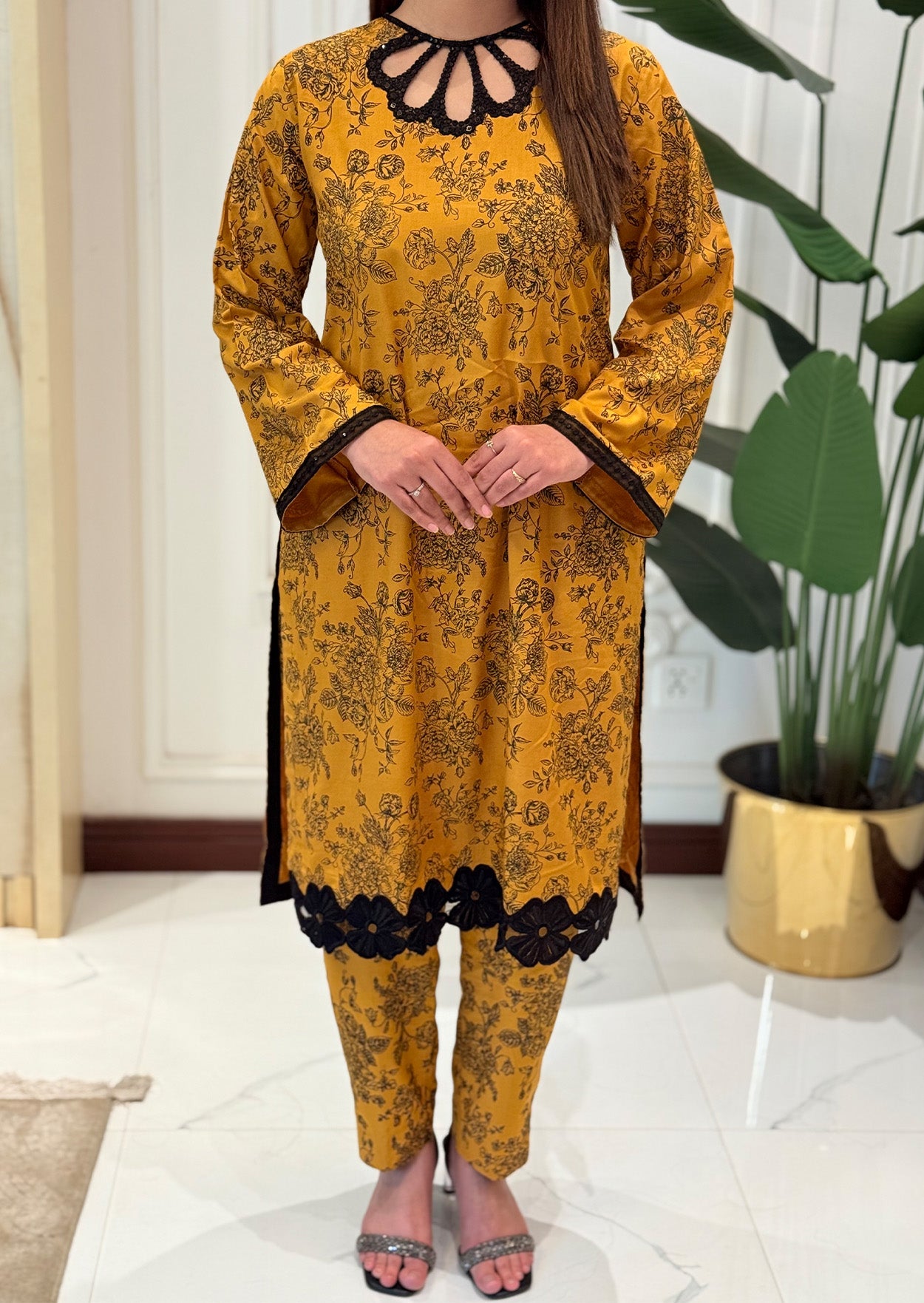 Marigold Motif Stitched 2pc embroidered
