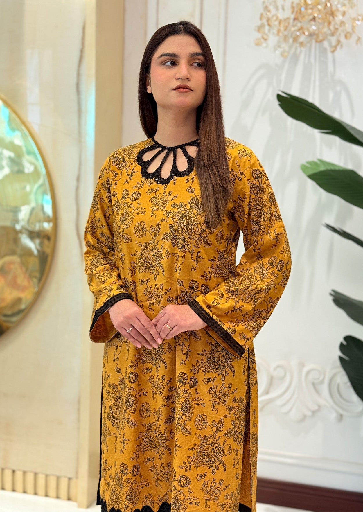 Marigold Motif Stitched 2pc embroidered