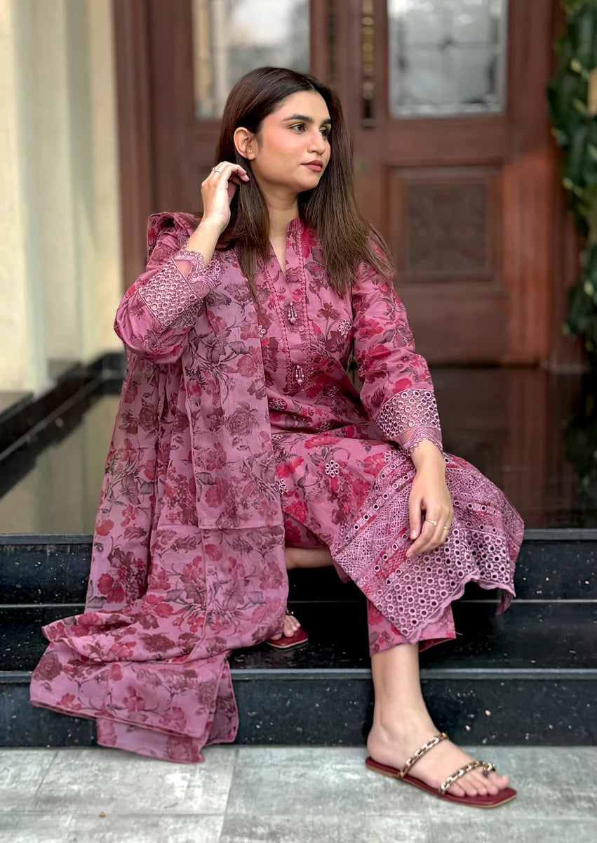 Moonlit Grace 3pc Stitched embroidered