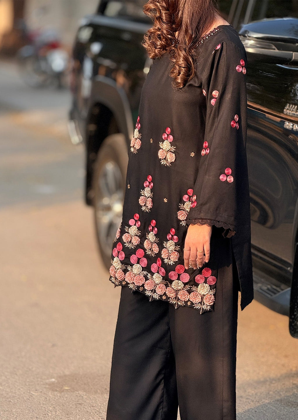 Indigo Flora Stitched 2pc Heavy embroidered