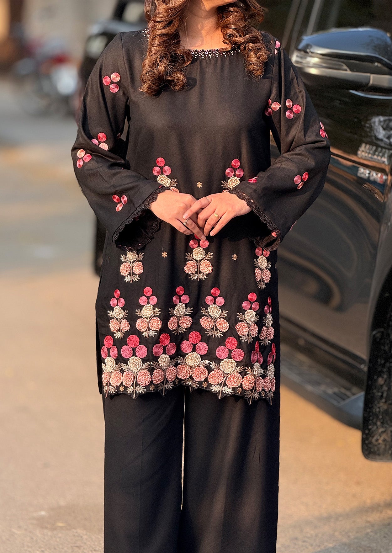 Indigo Flora Stitched 2pc Heavy embroidered