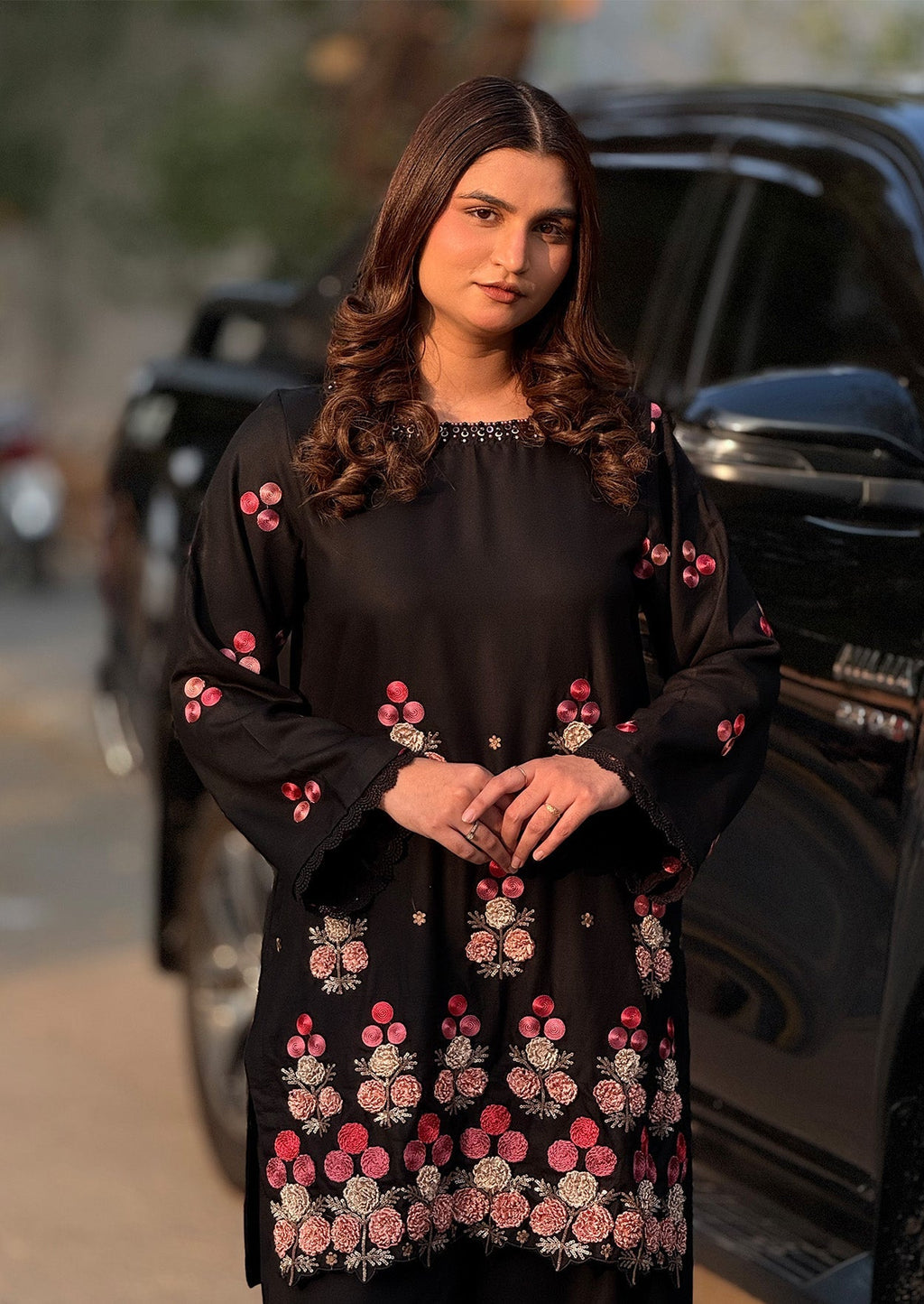 Indigo Flora Stitched 2pc Heavy embroidered