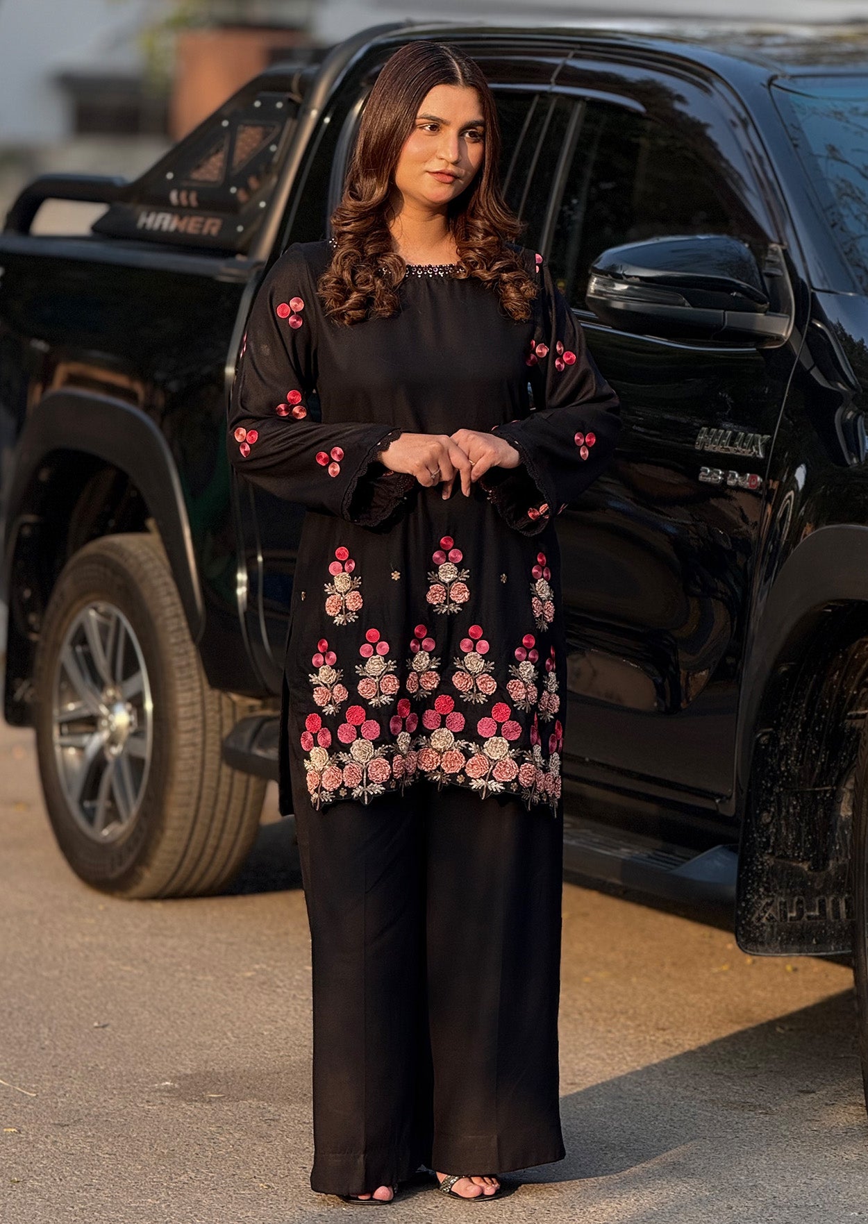 Indigo Flora Stitched 2pc Heavy embroidered