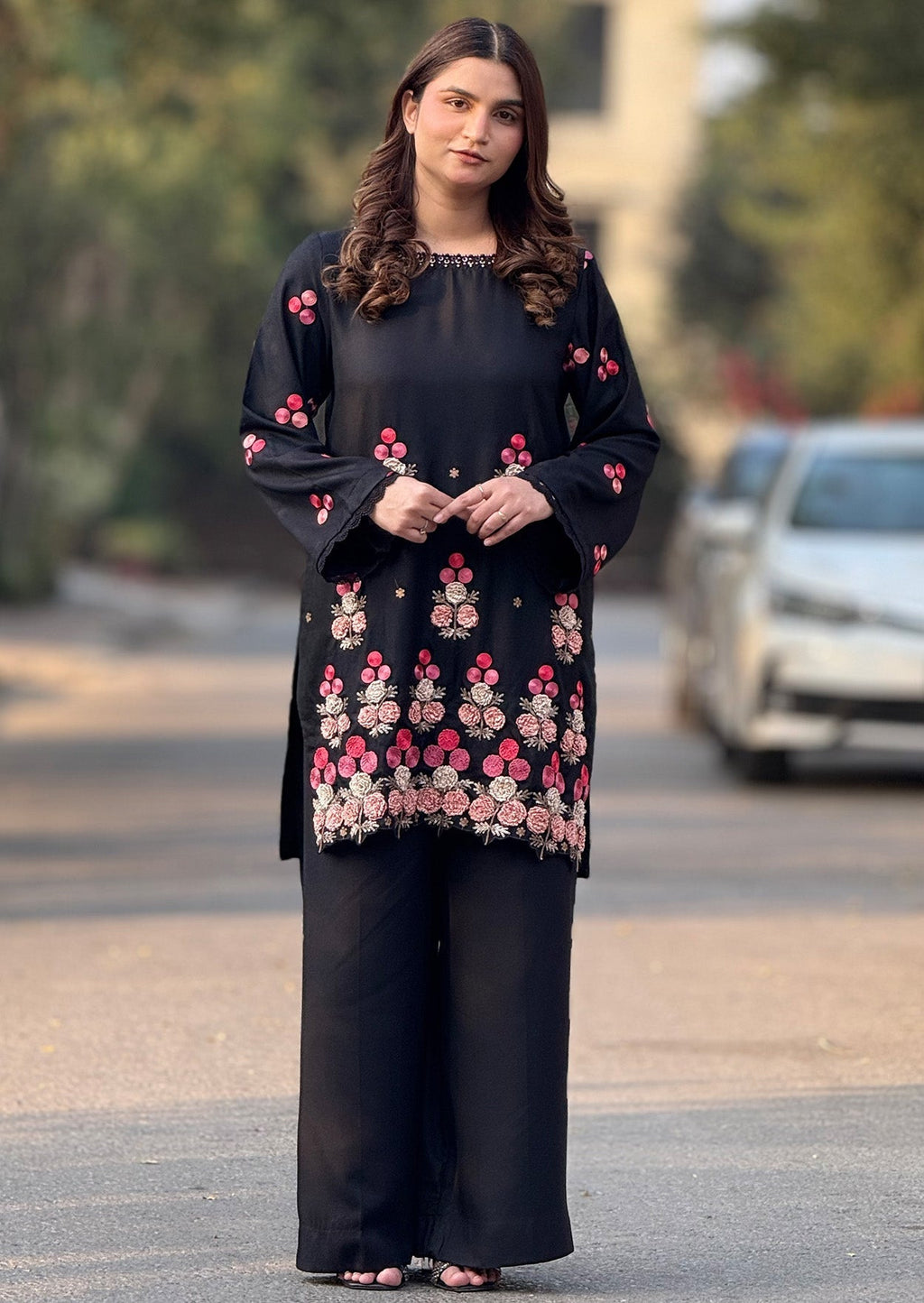 Indigo Flora Stitched 2pc Heavy embroidered