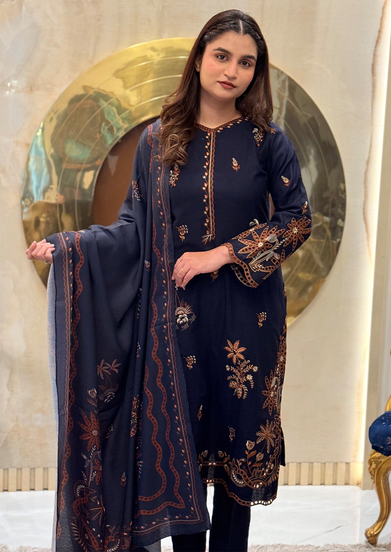 Zari Vista 3pc stitched embroidered