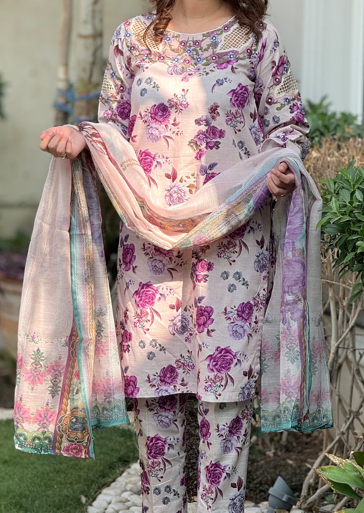 Rose Garden 3pc stitched embroidered