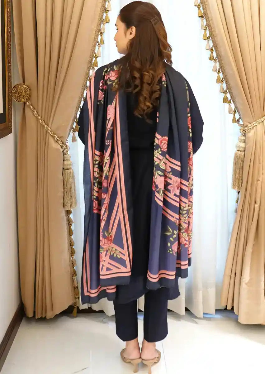 Blossom Navy 3pc Stitched embroidered