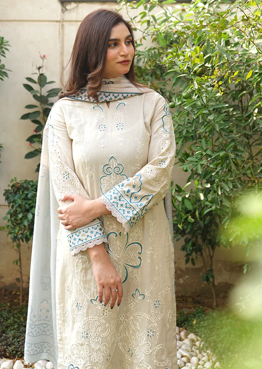 Teal Whisper 3pc Stitched embroidered